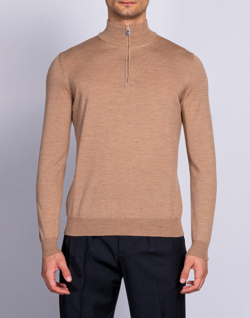 High collar sweater with texture