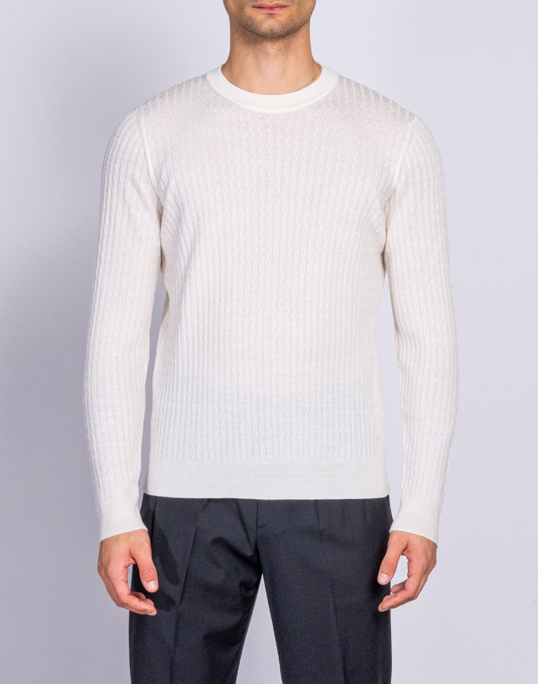 Corsinelabedoli MAGLIONE GIROCOLLO CON TEXTURE Bianco