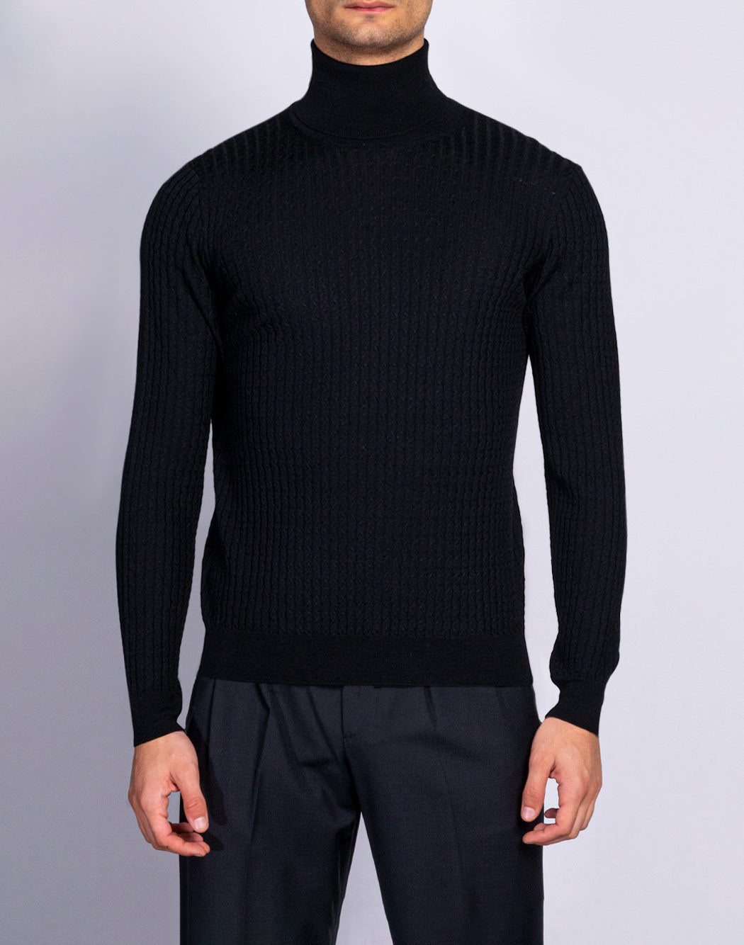 High collar sweater with texture