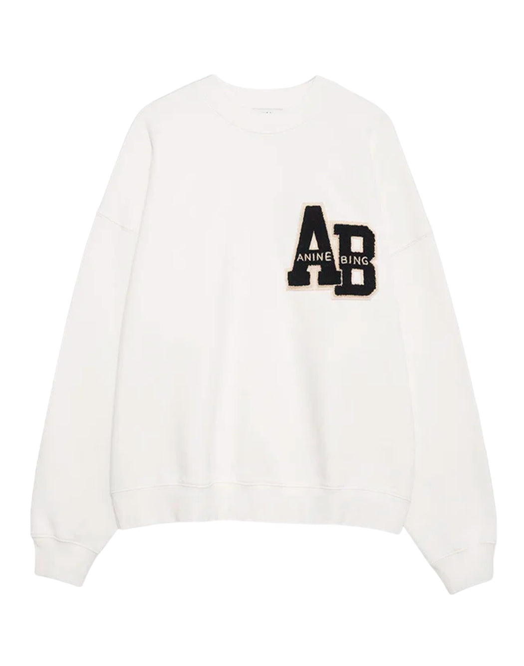 "Anine Bing FELPA "MILES LETTERMAN" Bianco"
