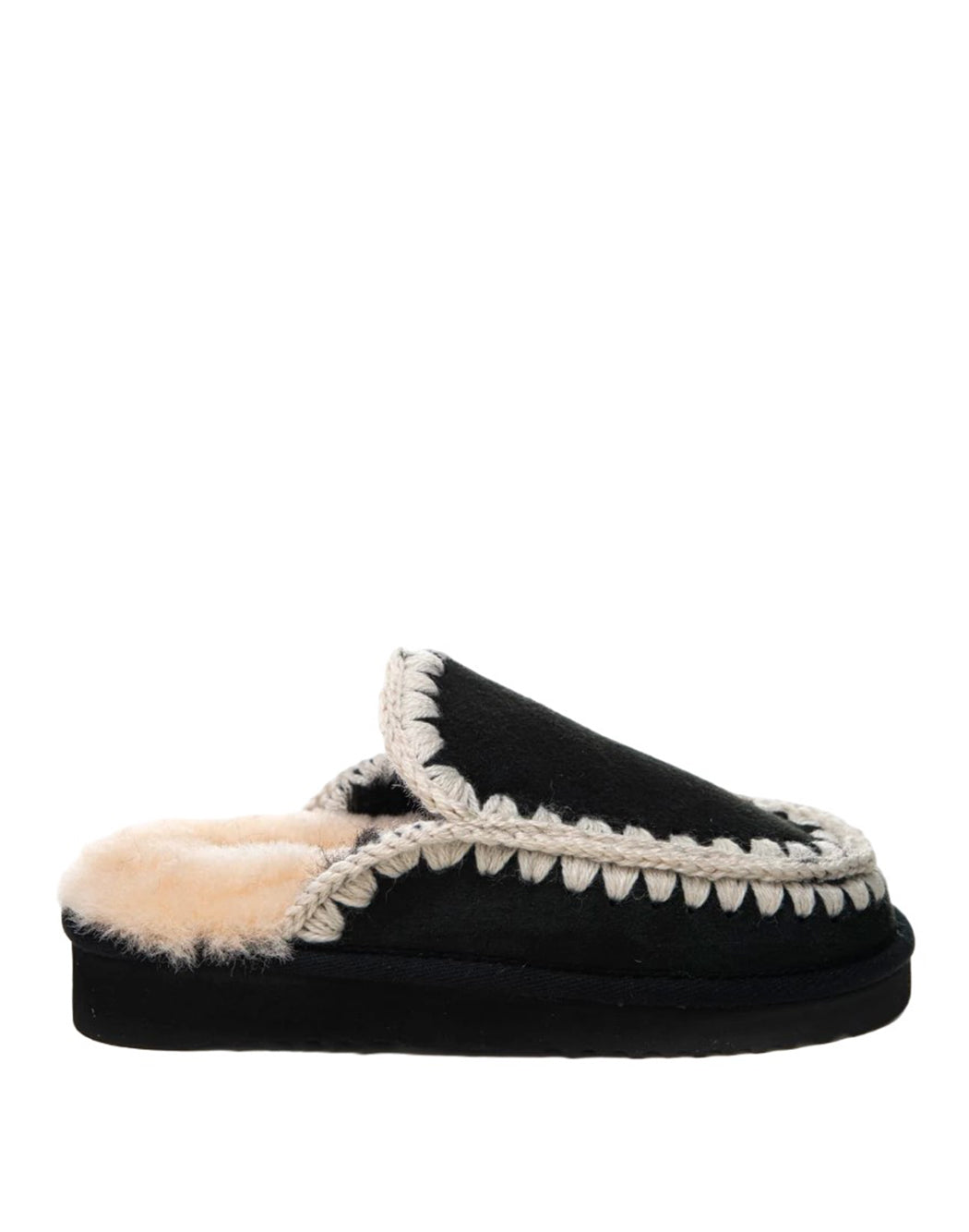 Mou SLIPPERS IN SHEARLING Nero