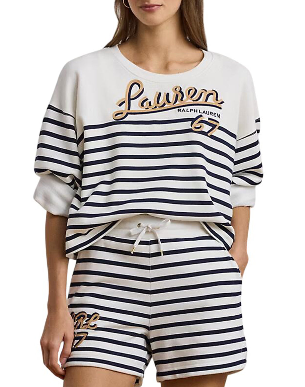 Lauren Ralph Lauren FELPA CORTA IN FRENCH TERRY Bianco