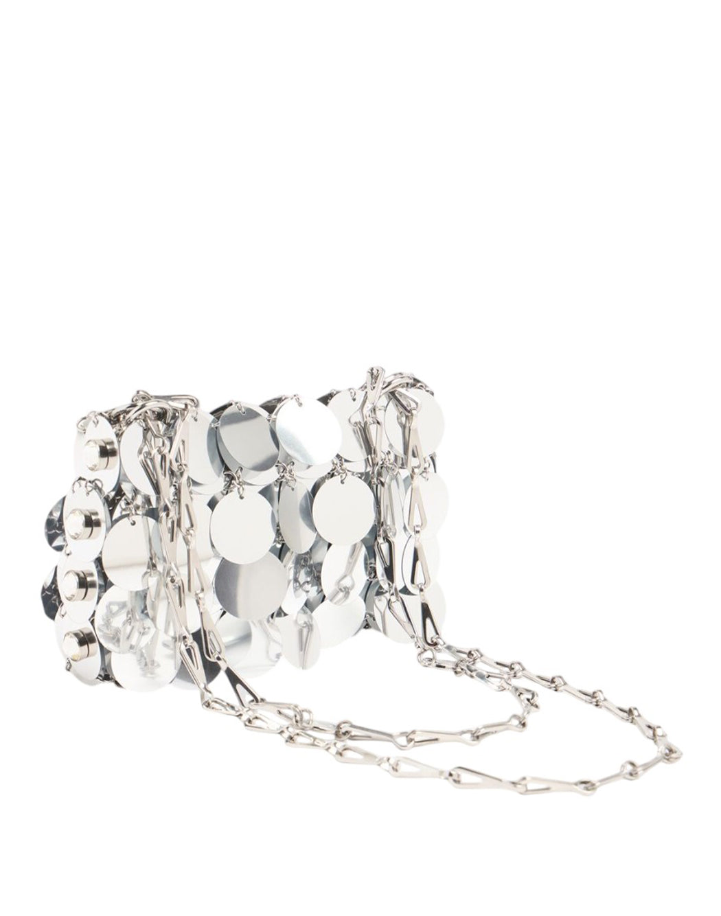 Rabanne BORSA A TRACOLLA NANO SPARKLE DISC Argento