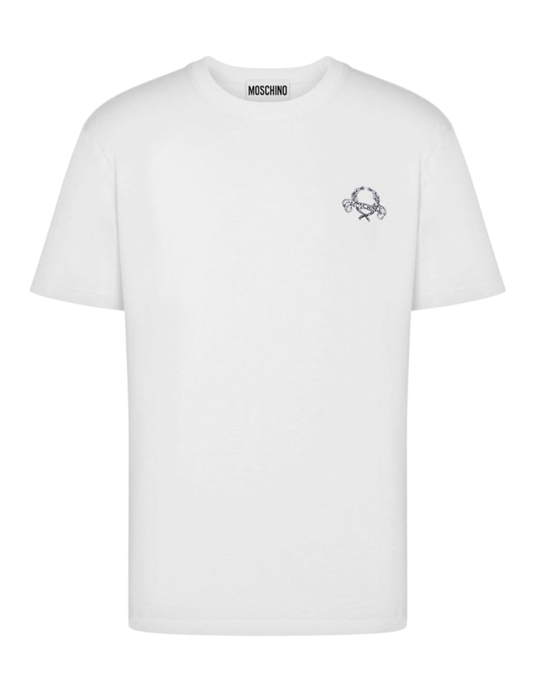 "Moschino T-SHIRT CON LOGO "LAUREL CROWN" Bianco"