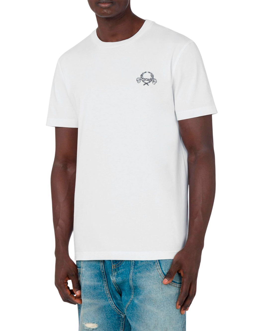 "Moschino T-SHIRT CON LOGO "LAUREL CROWN" Bianco"