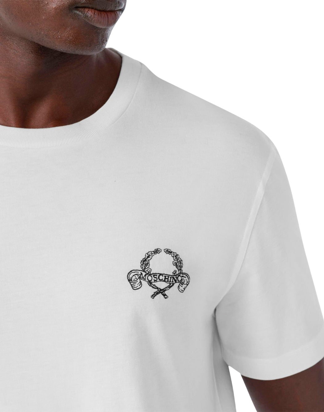 "Moschino T-SHIRT CON LOGO "LAUREL CROWN" Bianco"