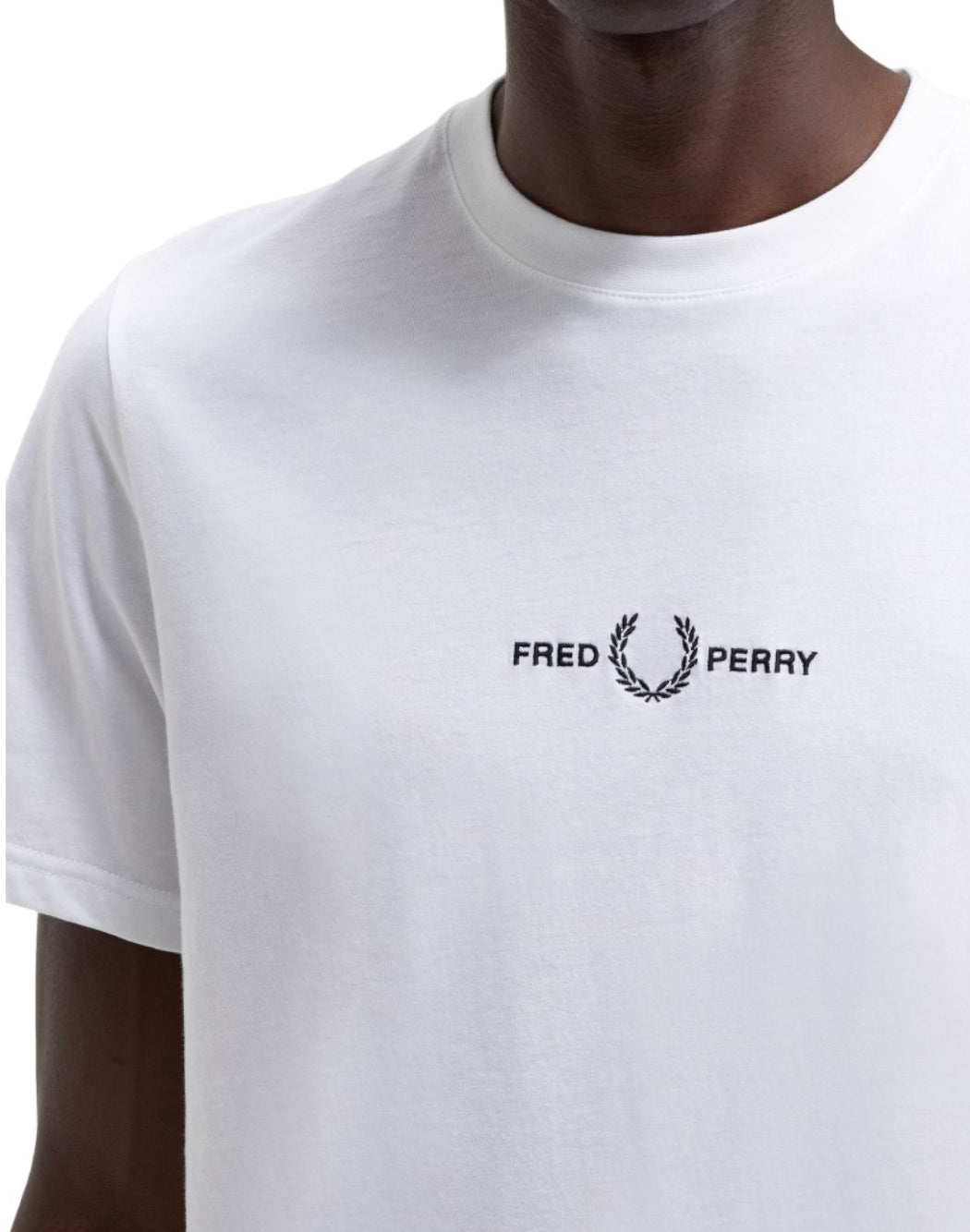 Fred Perry T-SHIRT CON LOGO RICAMATO Bianco