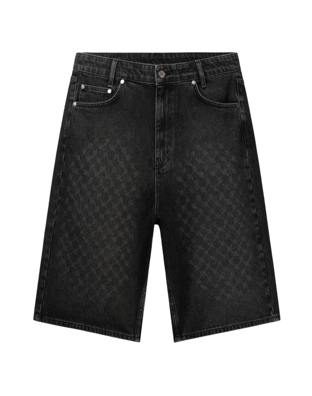 Daily Paper BERMUDA DENIM CON MONOGRAMMA Nero