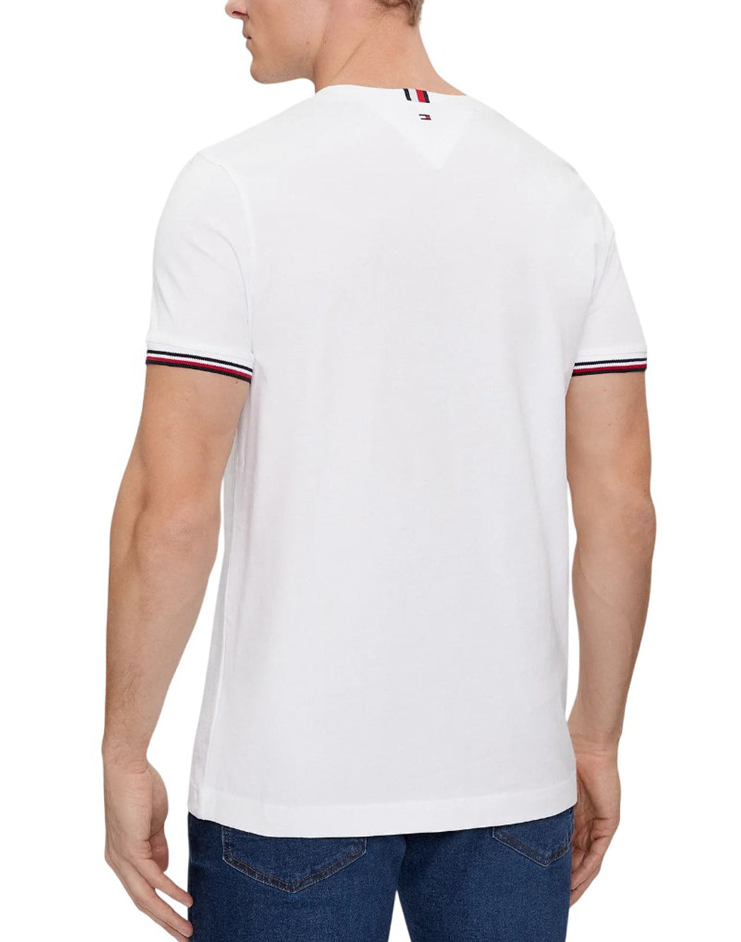 Tommy Hilfiger T-SHIRT SLIM CON POLSINI Bianco