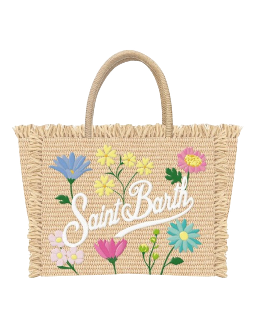 Mc2 Saint Barth BORSA VANITY STRAW N CON FIORI APPLICATI Neutro