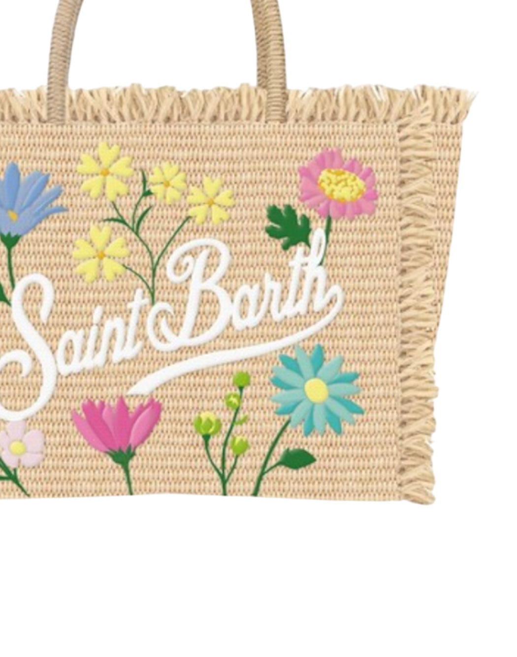 Mc2 Saint Barth BORSA VANITY STRAW N CON FIORI APPLICATI Neutro