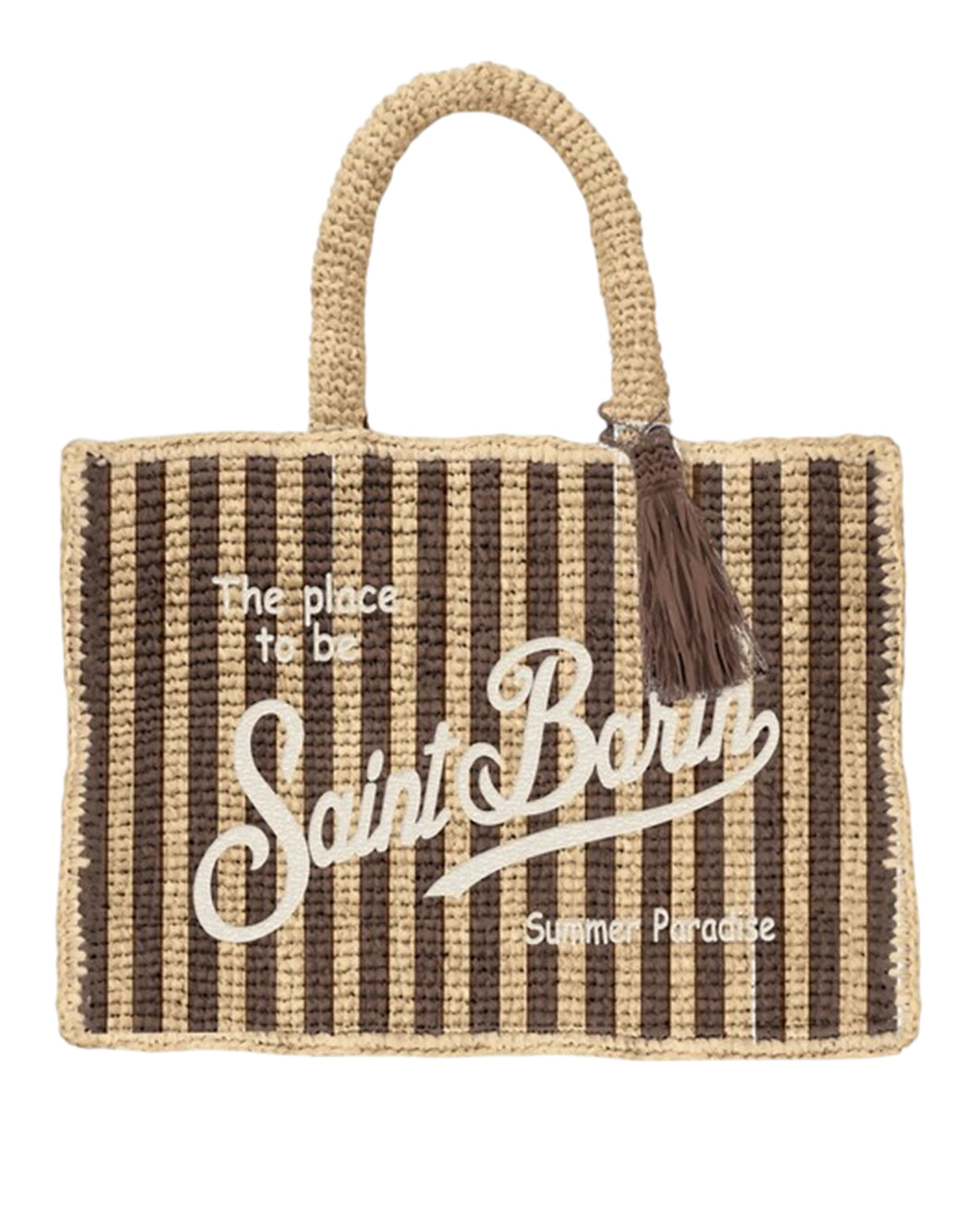 Mc2 Saint Barth BORSA COLETTE RAFFIA A RIGHE CON LOGO RICAMATO Neutro