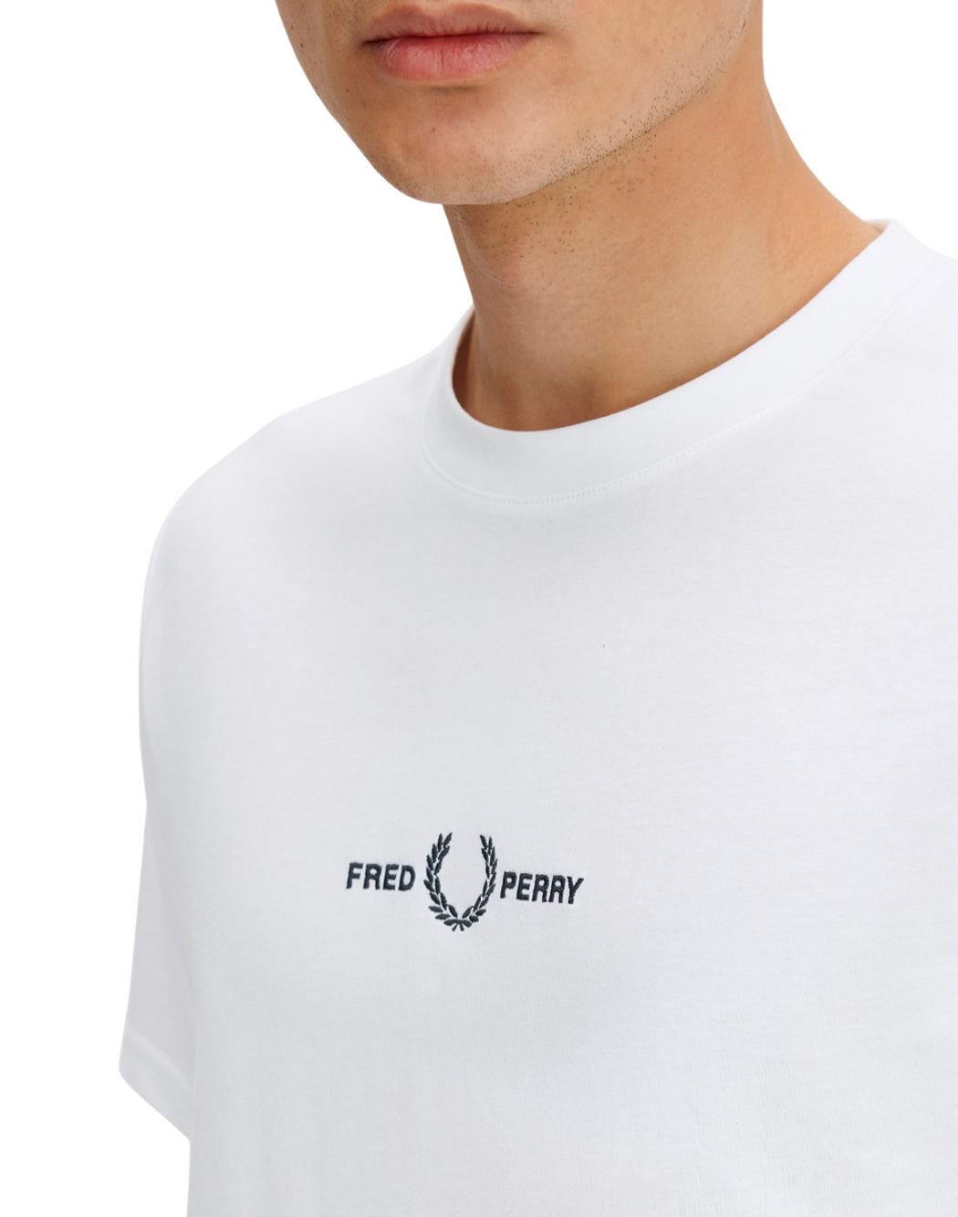 Fred Perry T SHIRT CON RICAMO GRAFICO Bianco