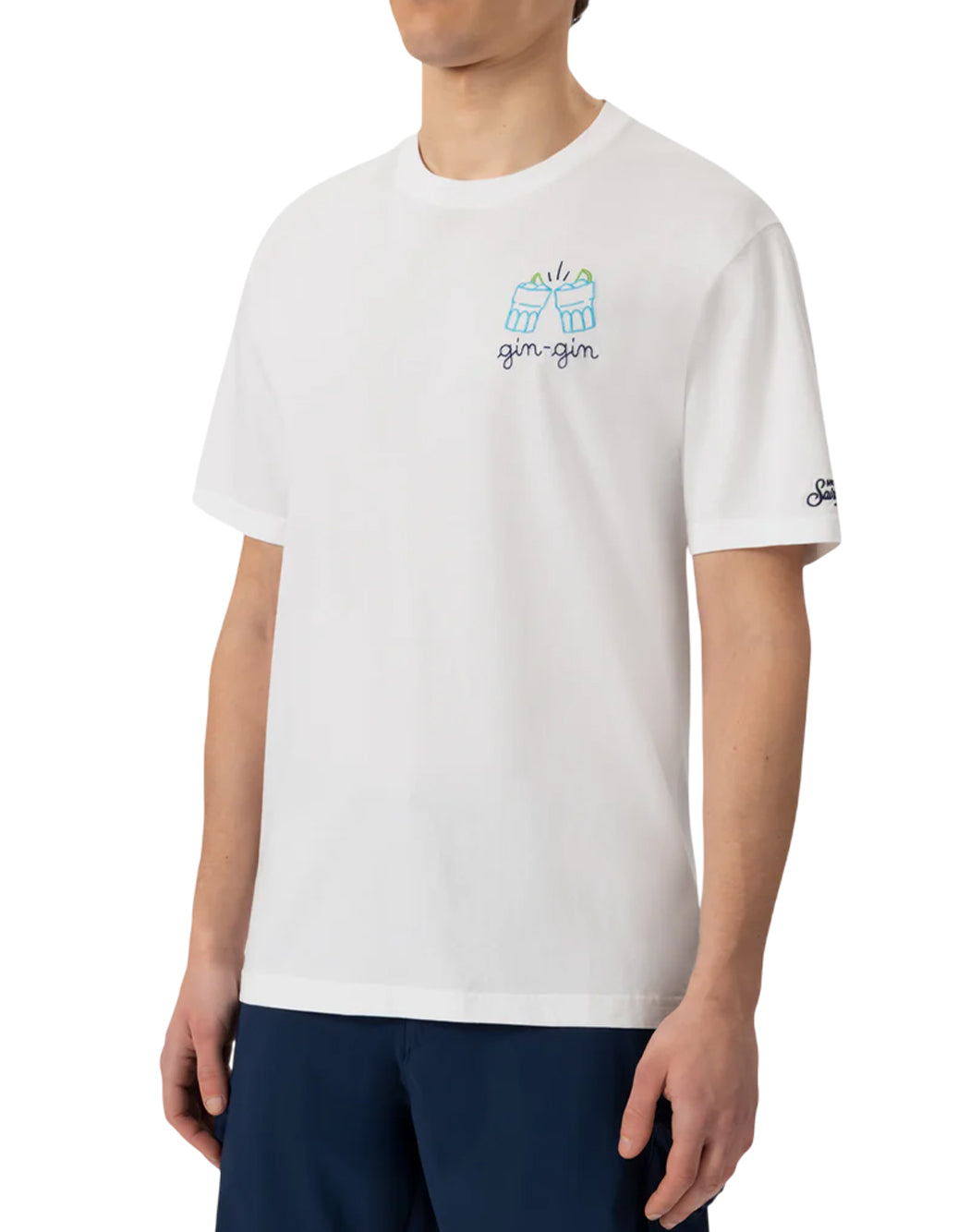 Mc2 Saint Barth T SHIRT CON RICAMO GIN GIN Bianco