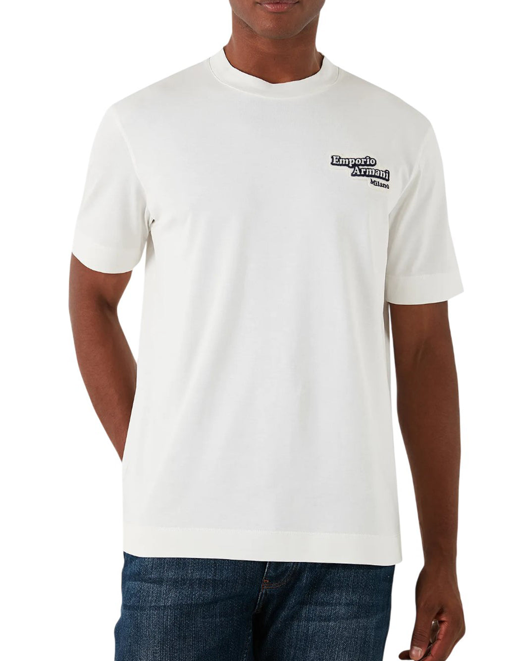 Emporio Armani T-shirt con patch logo a rilievo Bianco