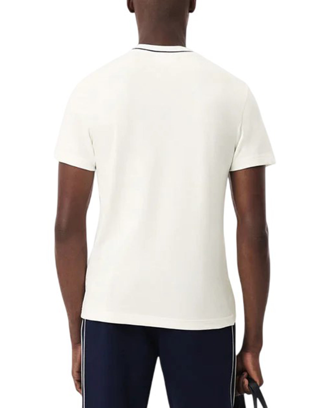 Lacoste T SHIRT CON COLLETTO A RIGHE Bianco