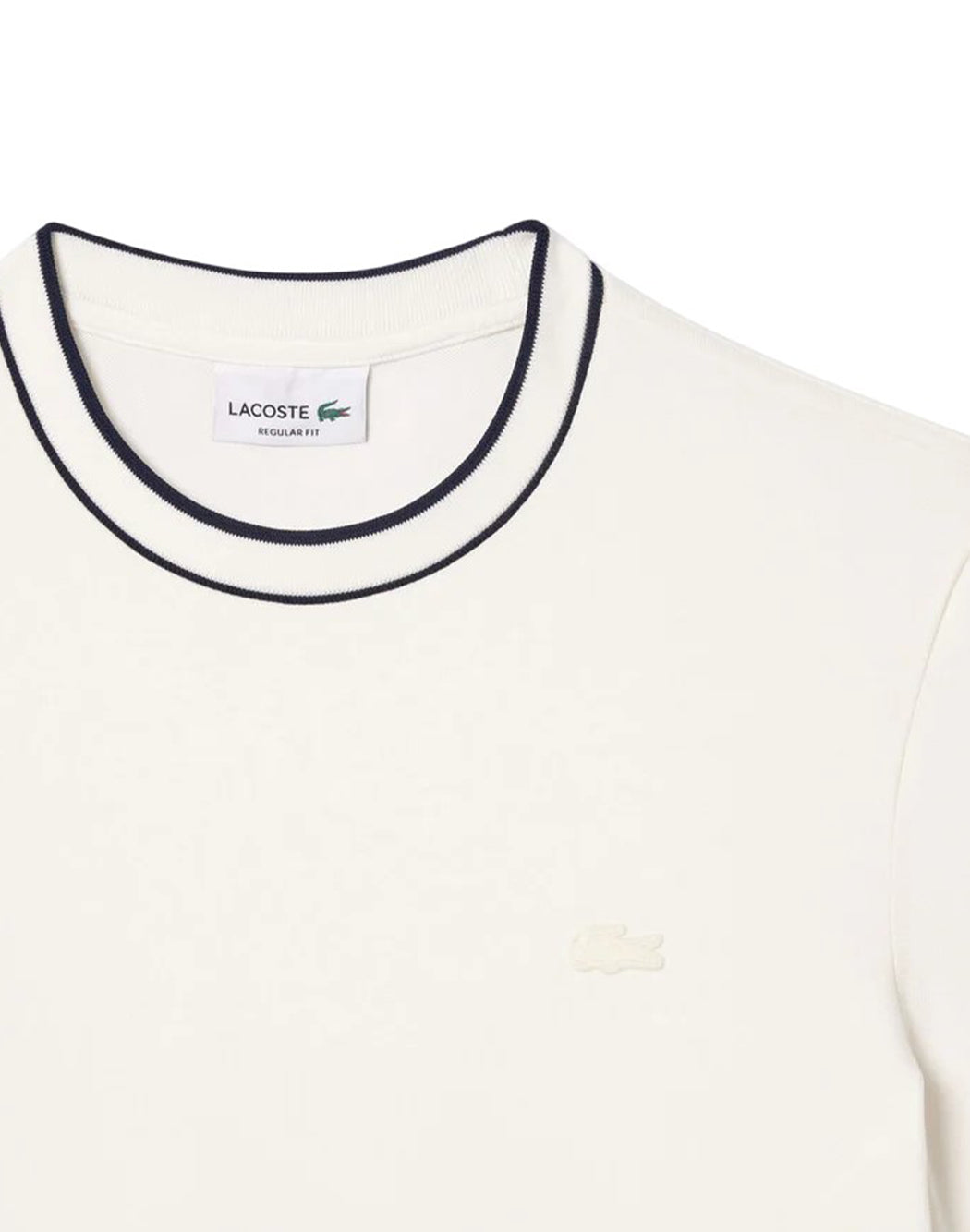 Lacoste T SHIRT CON COLLETTO A RIGHE Bianco