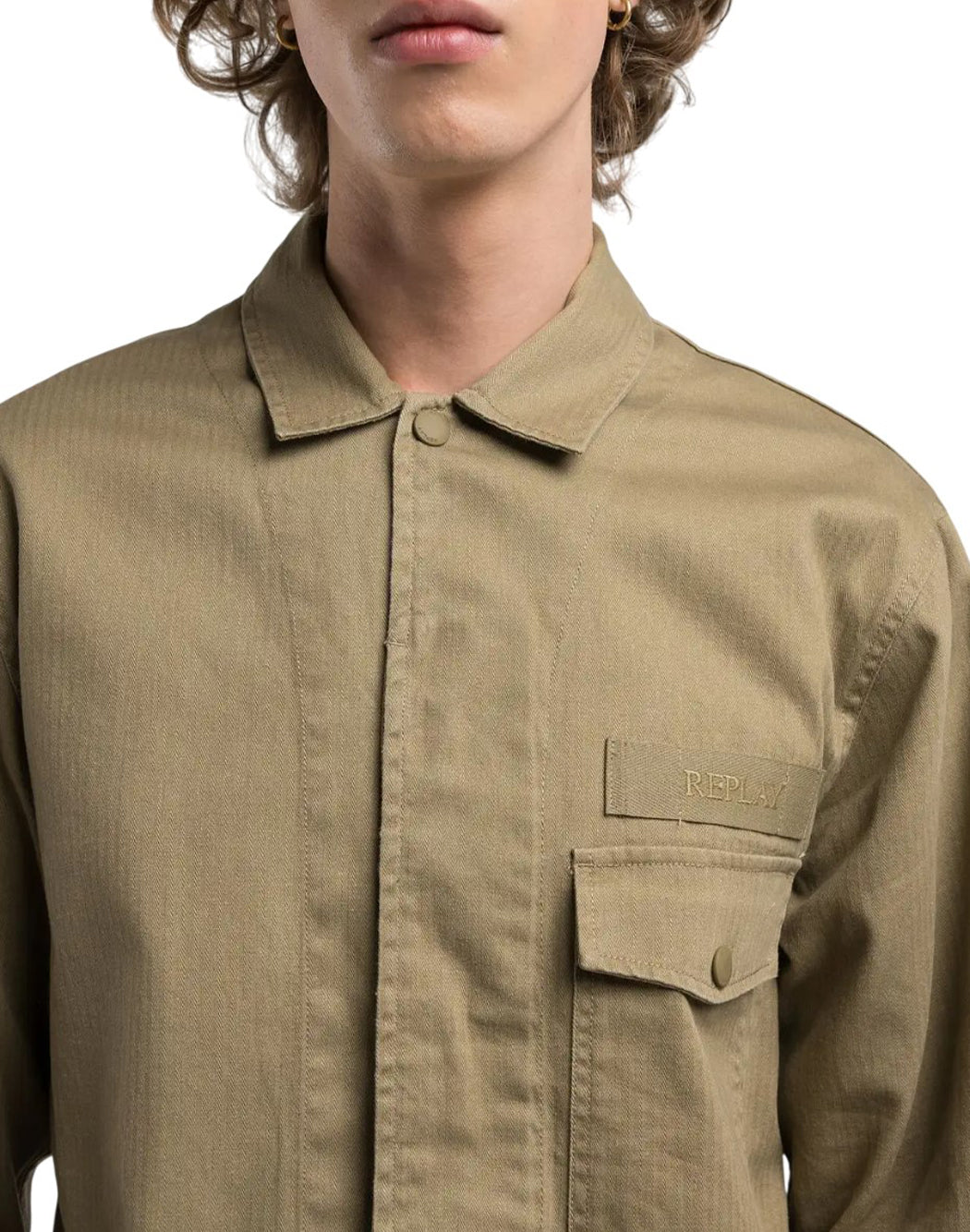 Replay GIACCA CAMICIA CON RICAMO Marrone