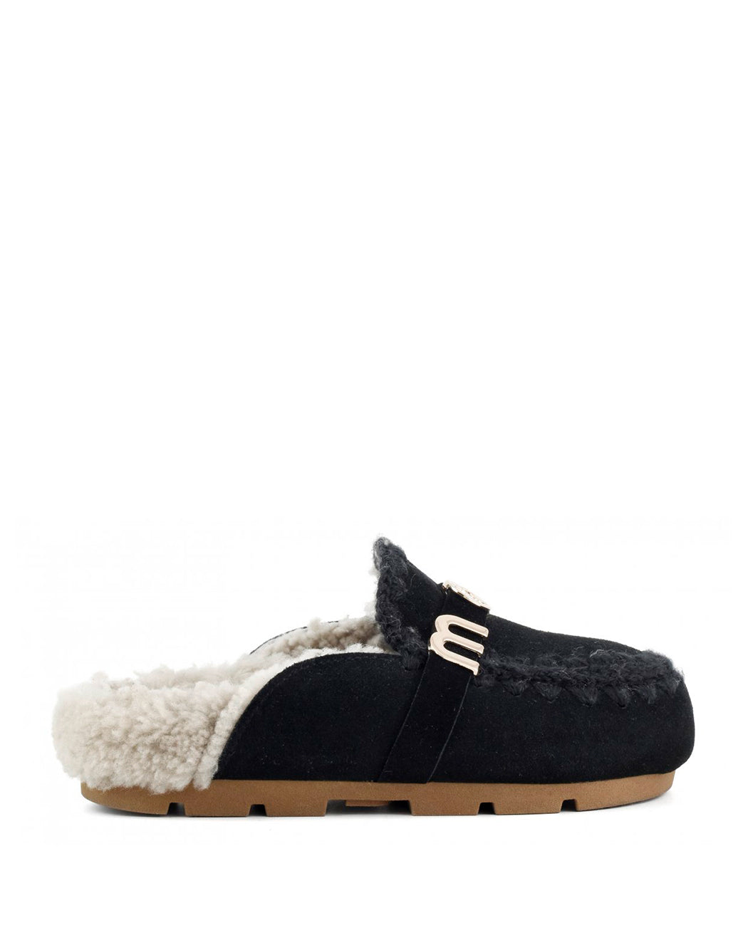 Mou CIABATTE ESKIMO CON MAXI LOGO Nero