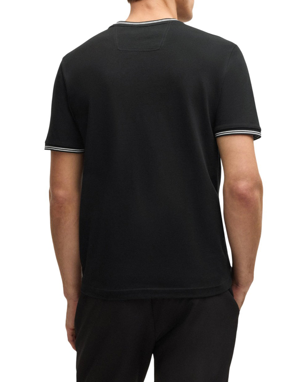 Boss T SHIRT CON DETTAGLI A RIGHE E LOGO Nero