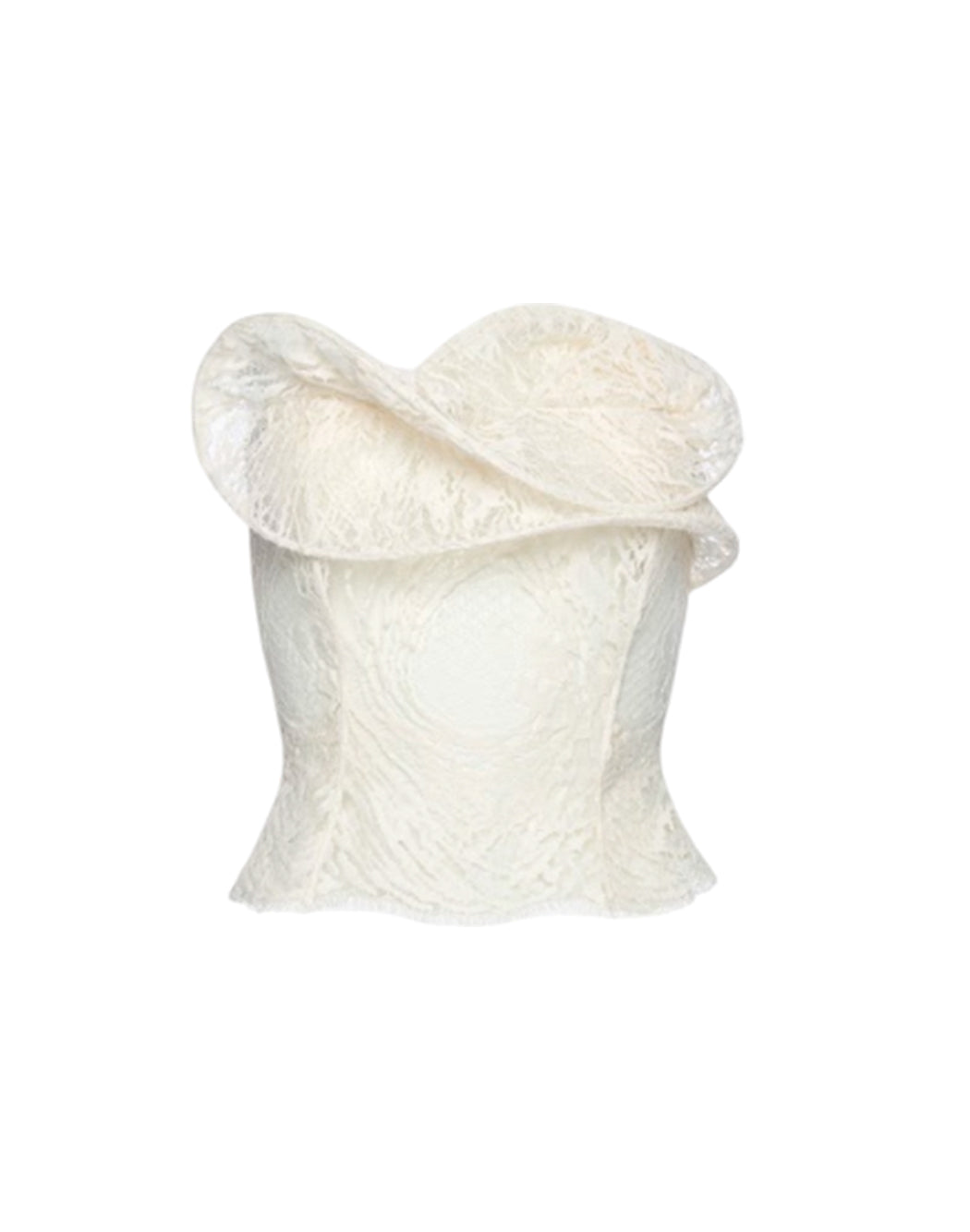 Magda Butrym TOP IN PIZZO ARRICCIATO Bianco