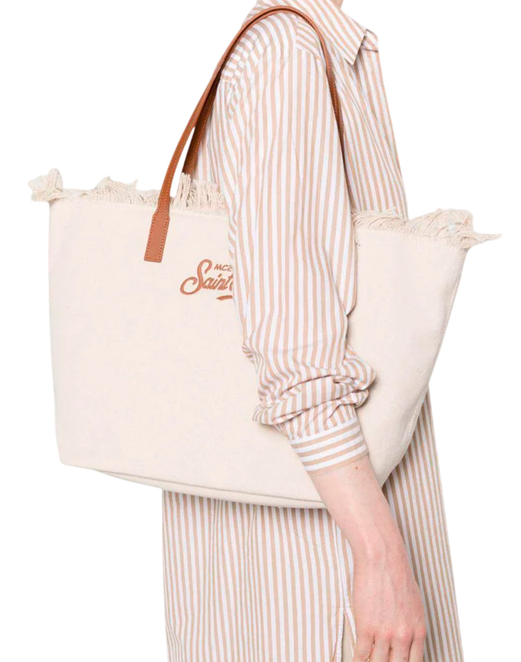 Mc2 Saint Barth BORSA CITY BAG FRINGE Neutro