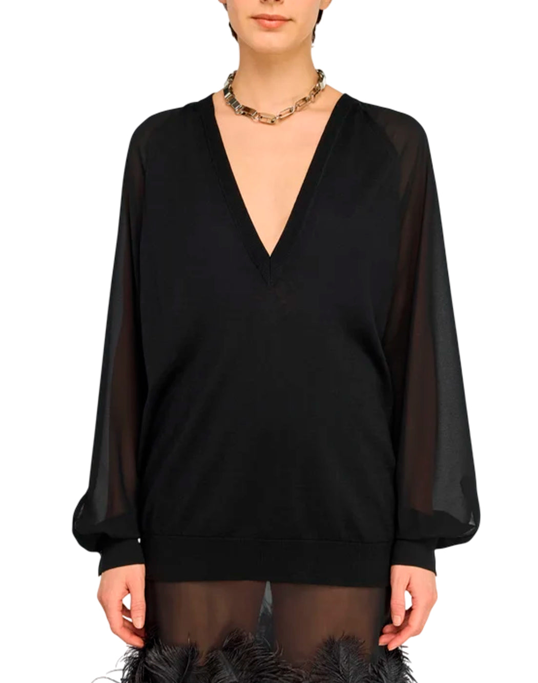 Semi-couture Maglie scollo a v da Donna Semi-couture, colore Nero Nero