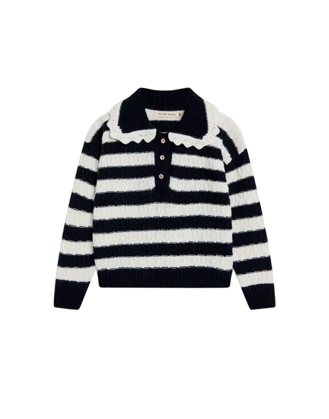 The New Society Polo maniche lunghe da Bambina The new society, colore Blu Blu