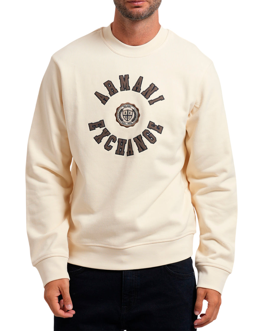 Armani Exchange Felpe girocollo da Uomo Armani exchange, colore Bianco Bianco