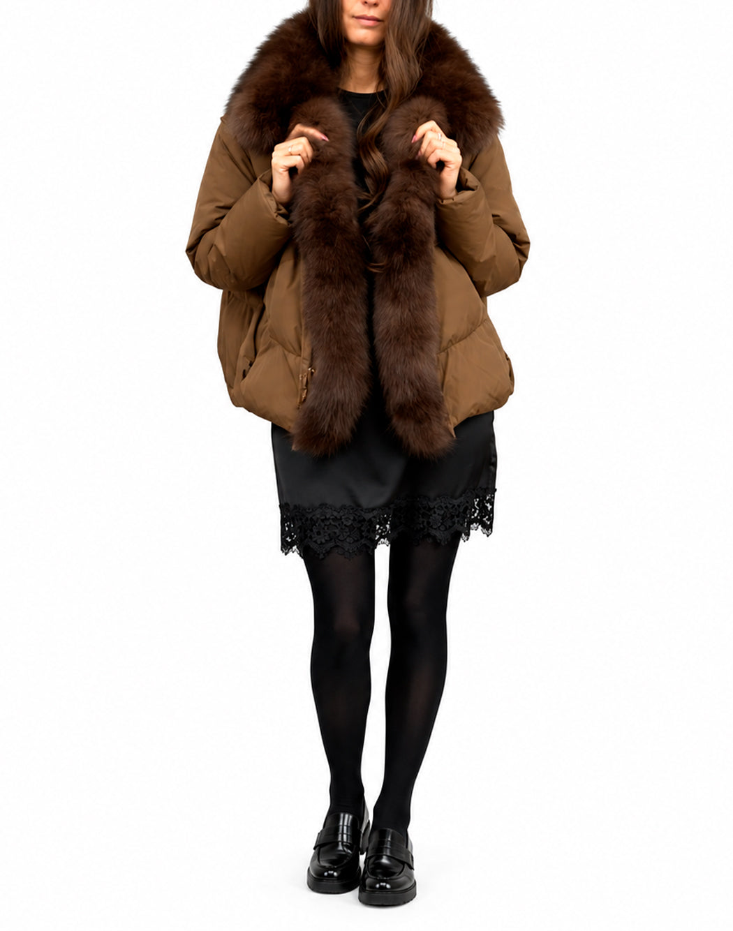 P&t Furs Piumini corti da Donna P&t furs, colore Marrone Marrone