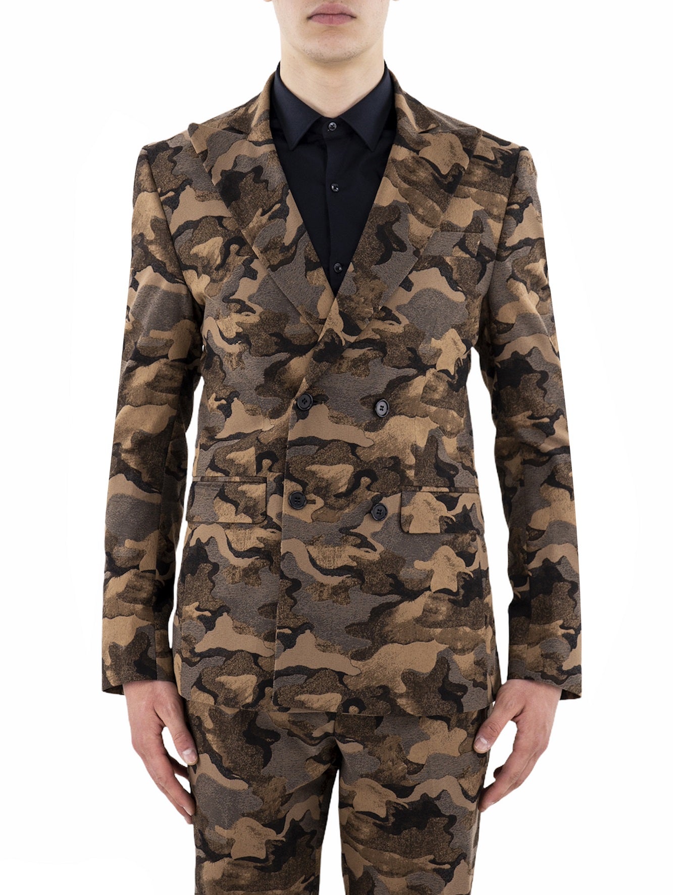 Camuflage double -breasted jacket