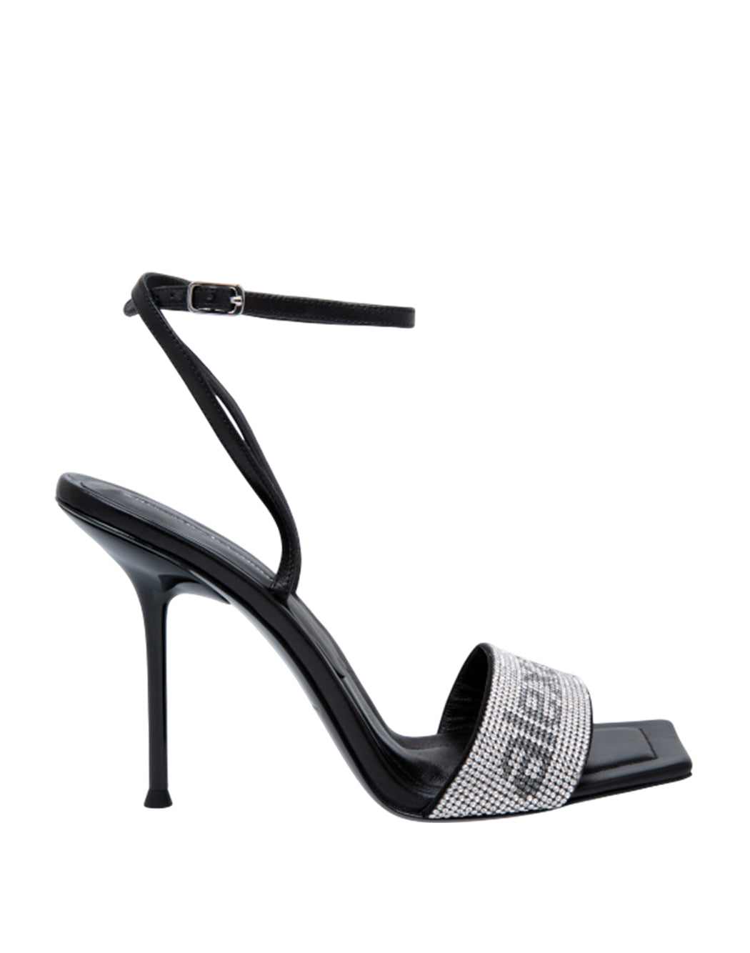Alexander Wang SANDALO CON CINTURINO E CRISTALLI LOGO Nero