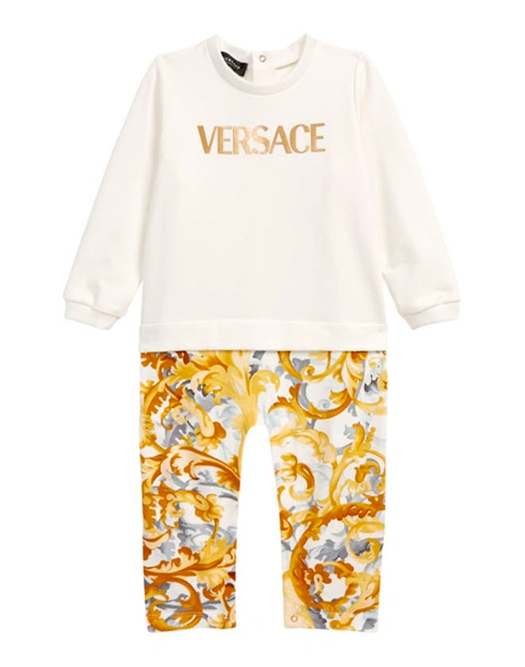 Versace TUTINA CON STAMPA BAROCCA E LOGO Bianco
