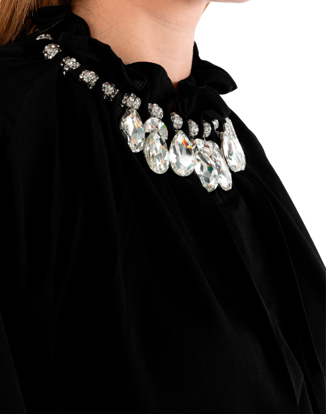 Rabanne VESTITO MIDI NERO CON COLLANA GIOIELLO Nero