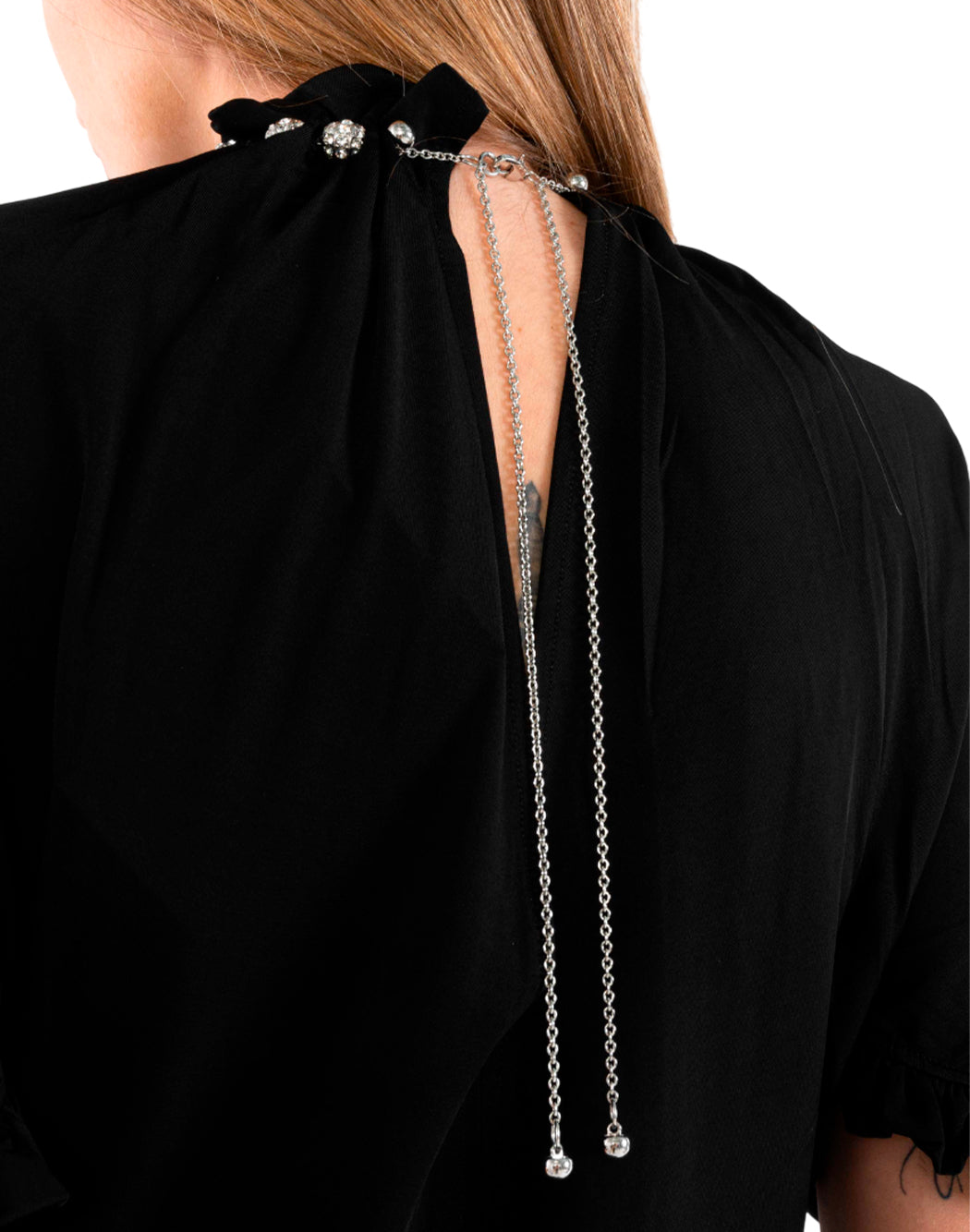Rabanne VESTITO MIDI NERO CON COLLANA GIOIELLO Nero