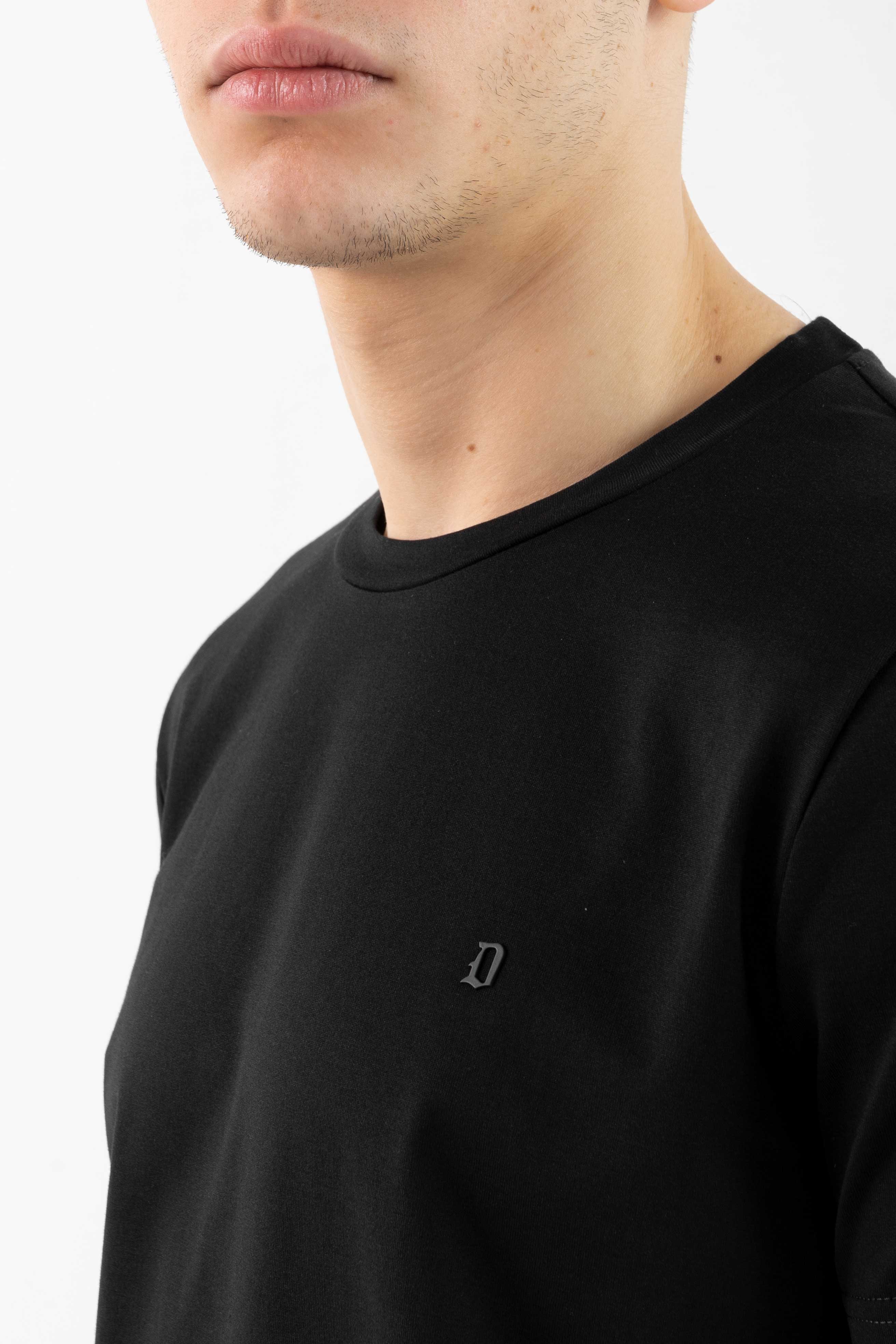 Dondup T-SHIRT TINTA UNITA CON MINI LOGO Nero