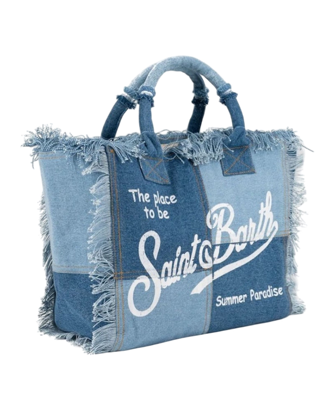 Mc2 Saint Barth BORSA VANITY DENIM PATCHWORK Blu