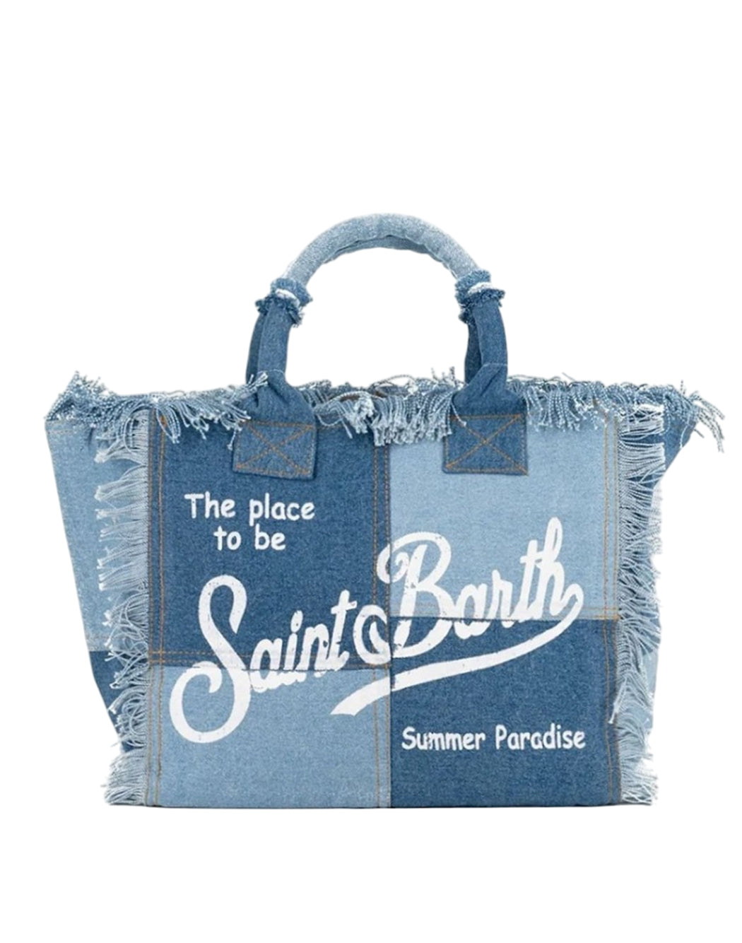 Mc2 Saint Barth BORSA VANITY DENIM PATCHWORK Blu