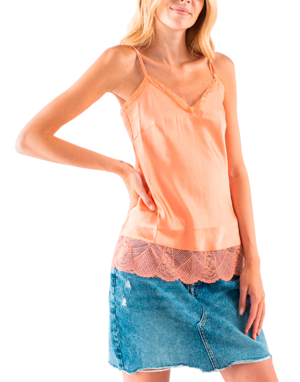 Molly Bracken TOP CON BORDO IN PIZZO Rosa