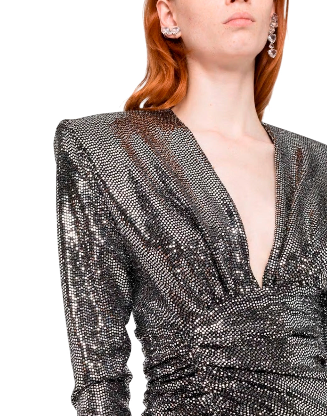 Alexandre Vauthier MINI ABITO A POIS LAME' Argento
