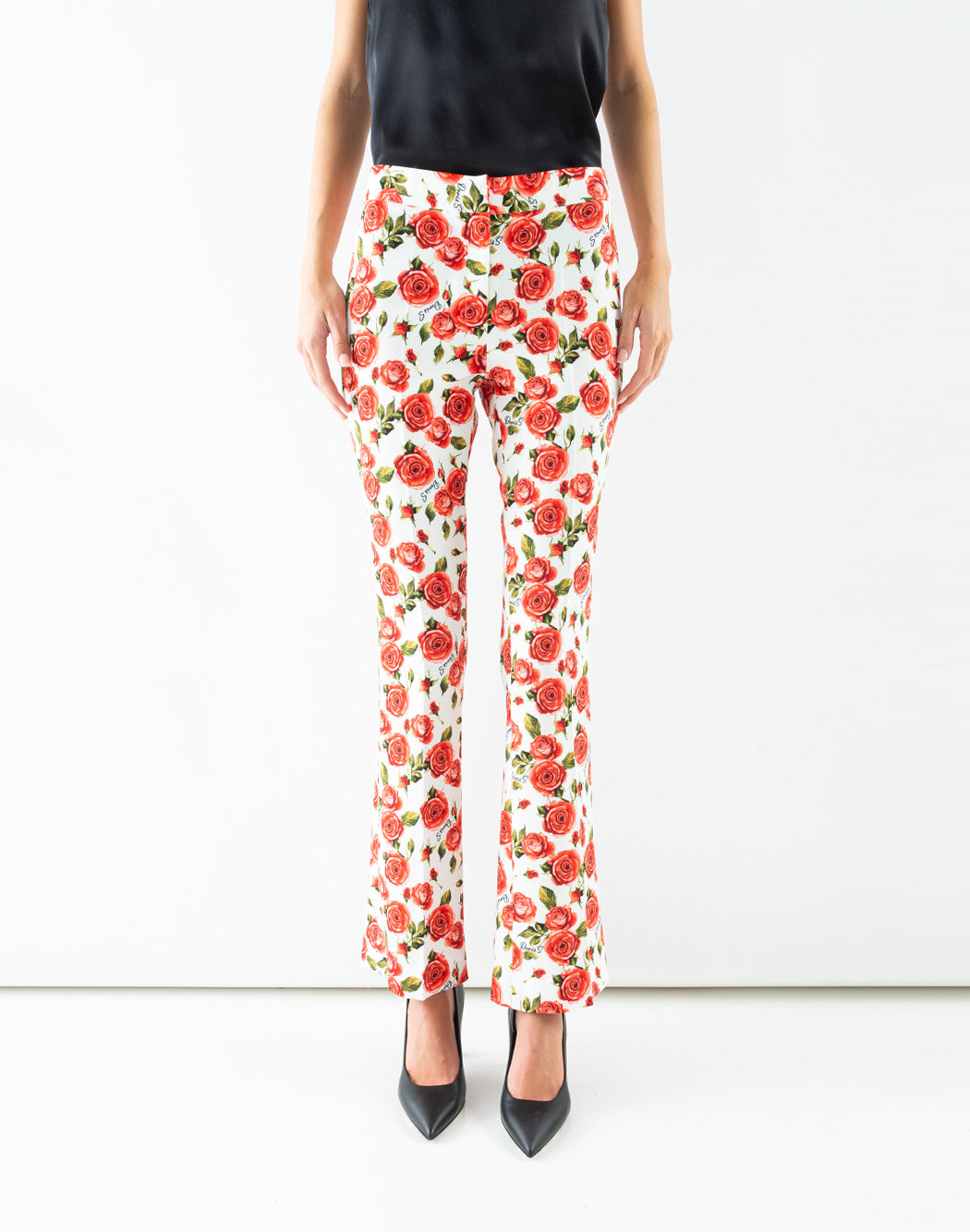 MEGAN2 TROUSERS WITH SMALL ROSE PRINT