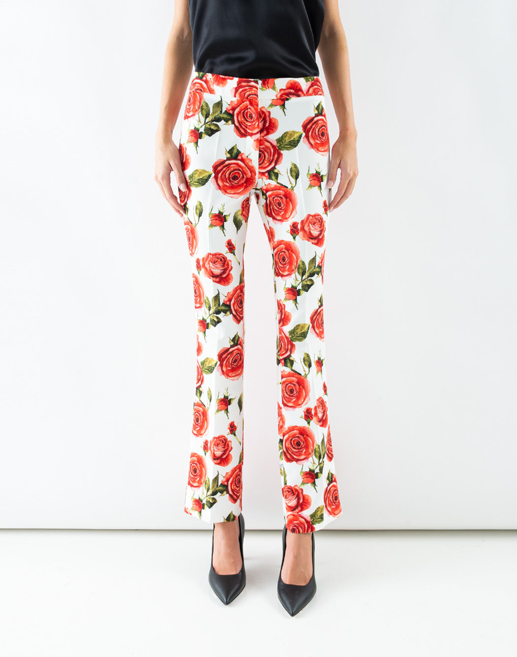 MEGAN2 TROUSERS WITH LARGE ROSE PRINT