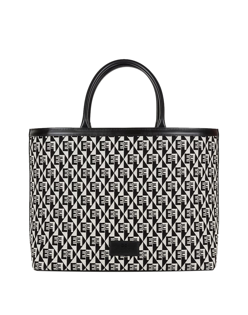 Elisabetta Franchi BORSA TOTE IN JACQUARD MONOGRAMMA Nero