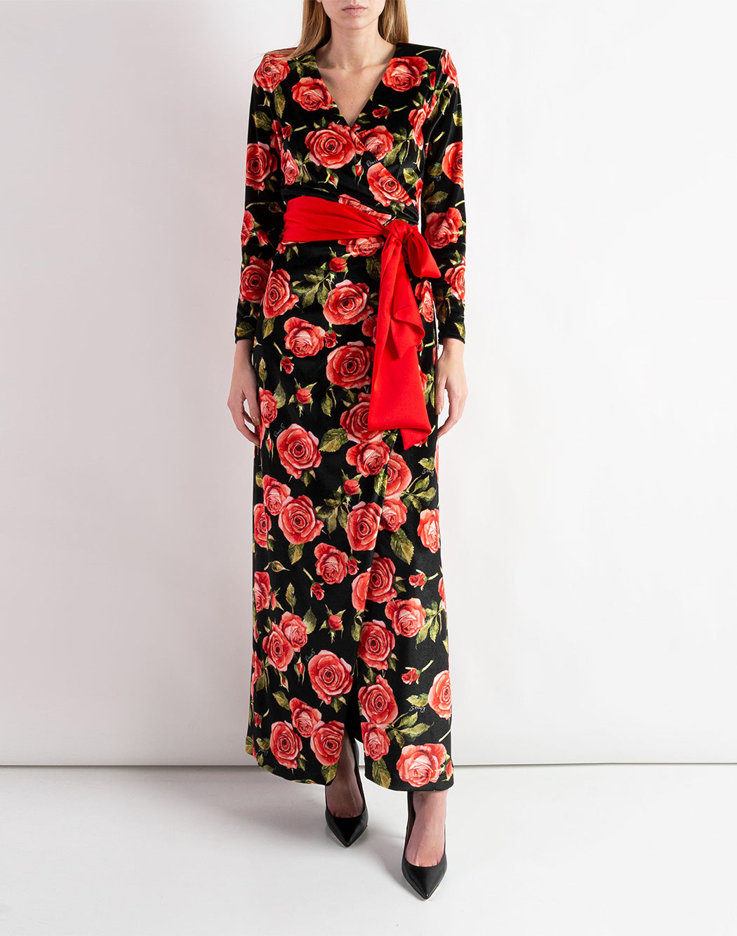 PINK DRESS WITH LARGE ROSE PRINT