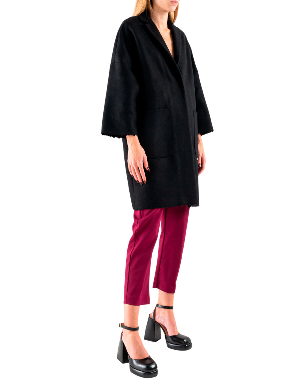 Semi-couture CAPPOTTO OVER IN PANNO Nero
