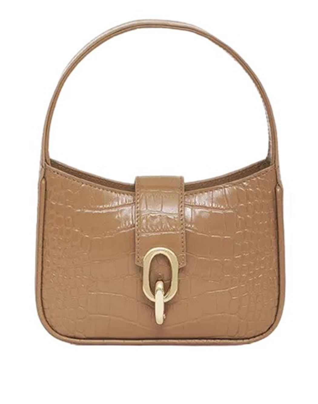 Anine Bing BORSA A MANO CON FIBIA TEXTURE IN RILEVO COCCODRILLO Marrone
