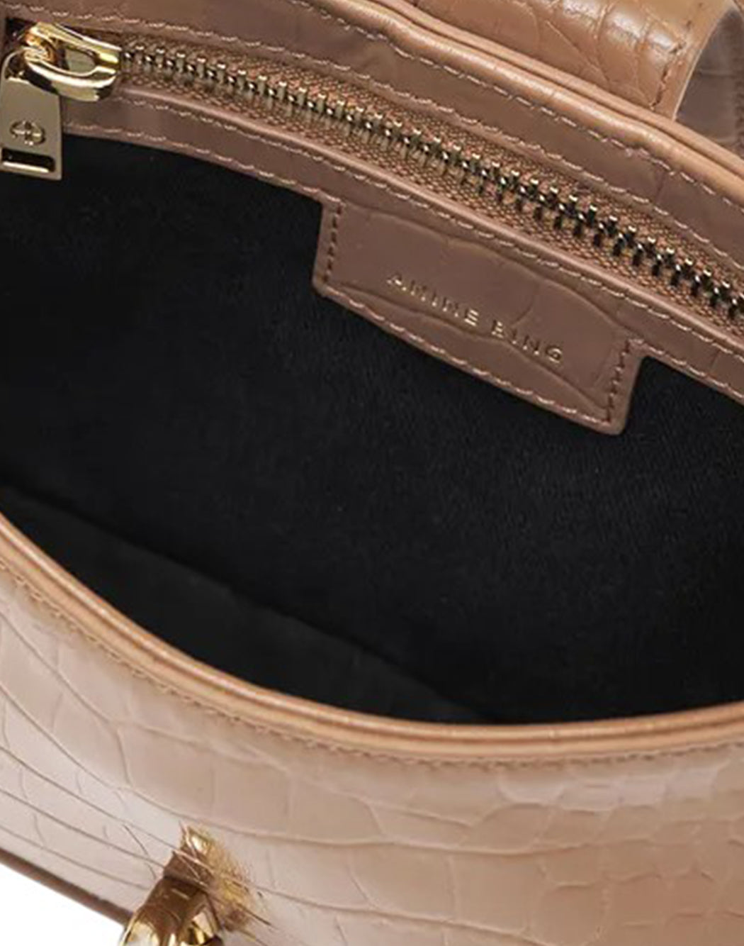 Anine Bing BORSA A MANO CON FIBIA TEXTURE IN RILEVO COCCODRILLO Marrone