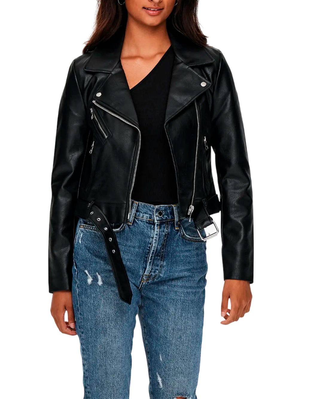 Only GIACCA SIMILPELLE Nero