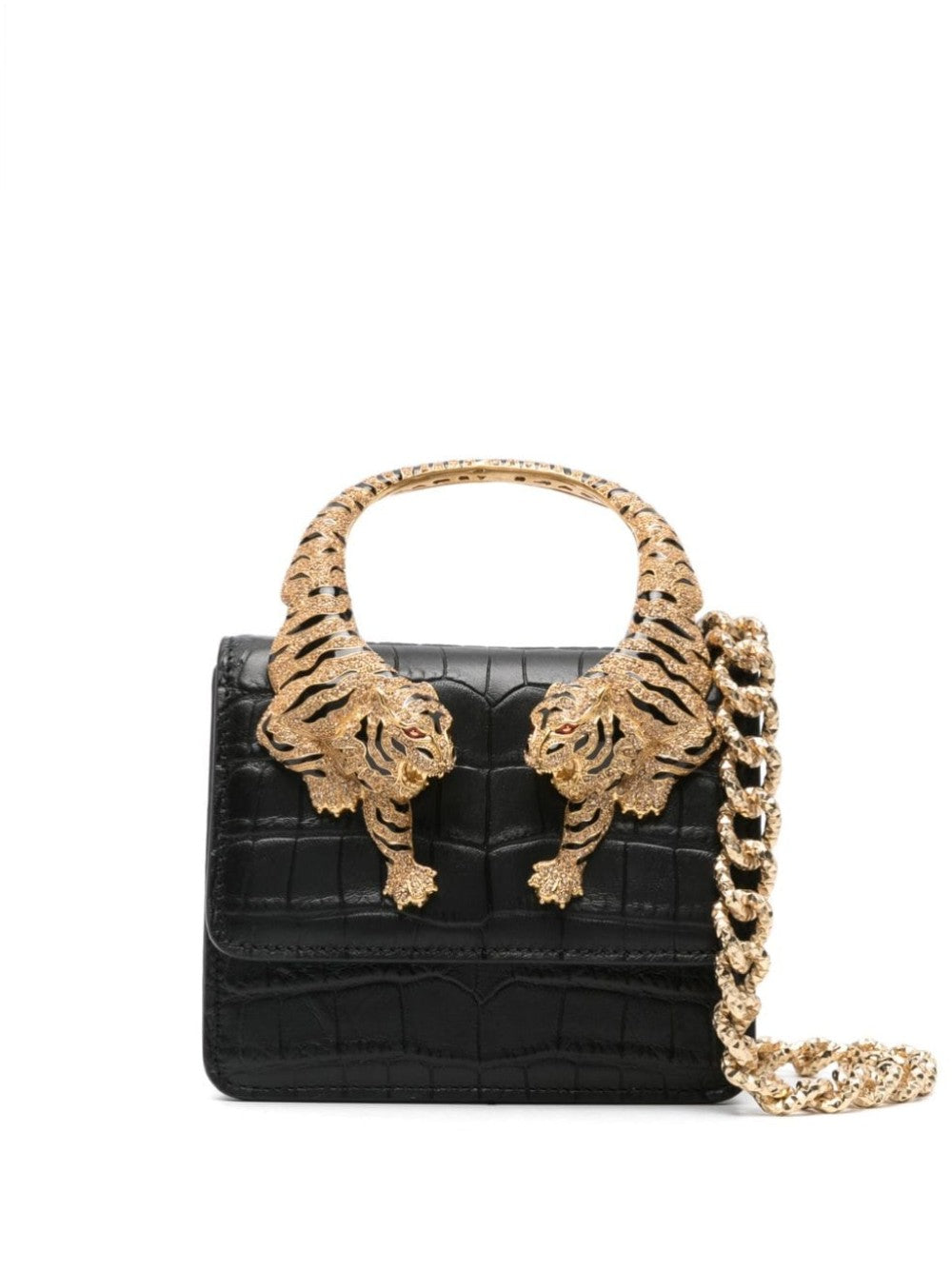 "Roberto Cavalli BORSA "ROAR" CON DETTAGLI A FORMA DI TIGRE Nero"