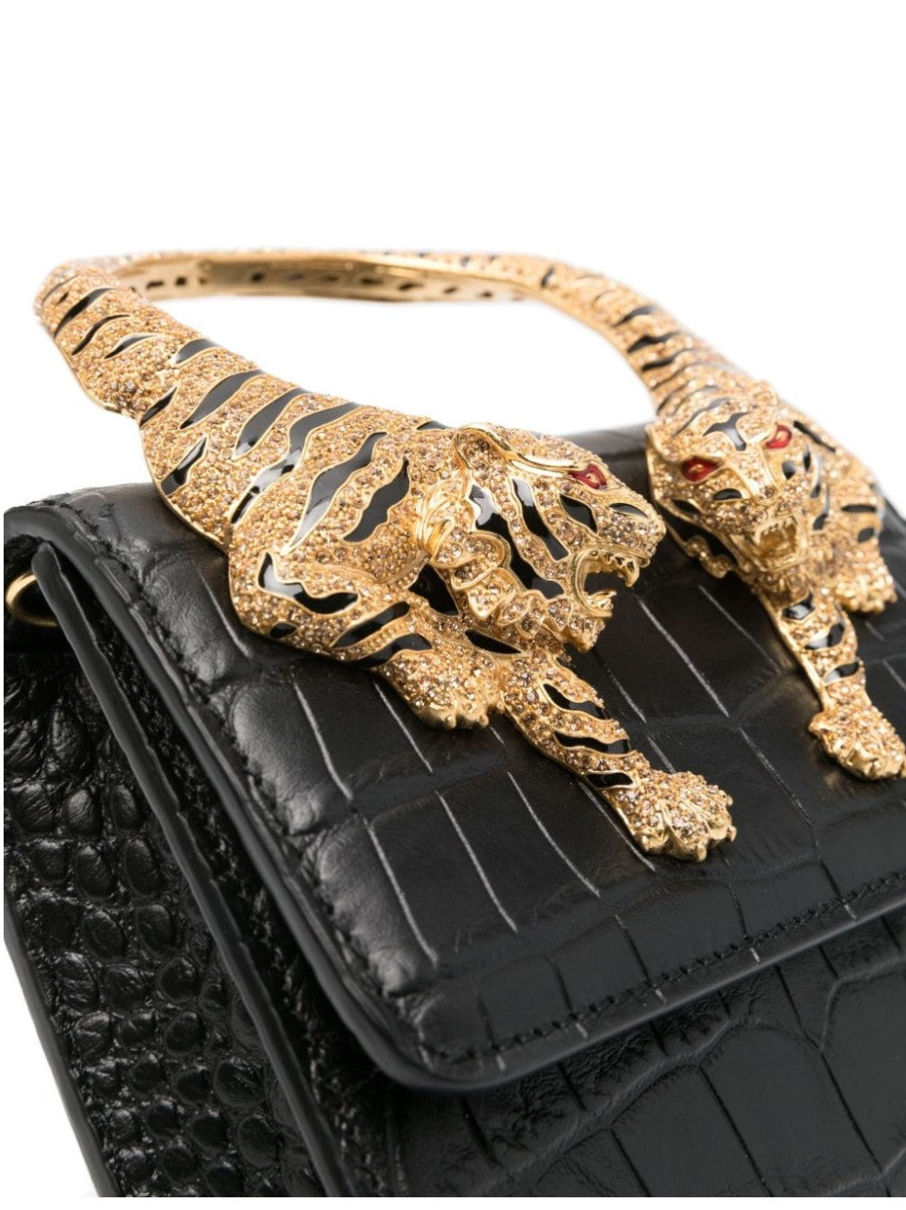 "Roberto Cavalli "ROAR" BAG WITH TIGER-SHAPED DETAILS Black"